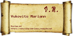 Vukovits Mariann névjegykártya